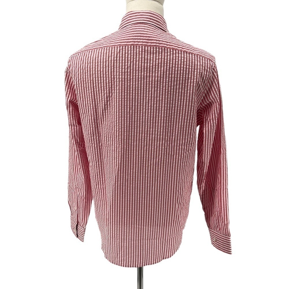 NWT Michael Kors White Crimson Striped Button Up Collared Shirt Size M Men's - Picture 4 of 9